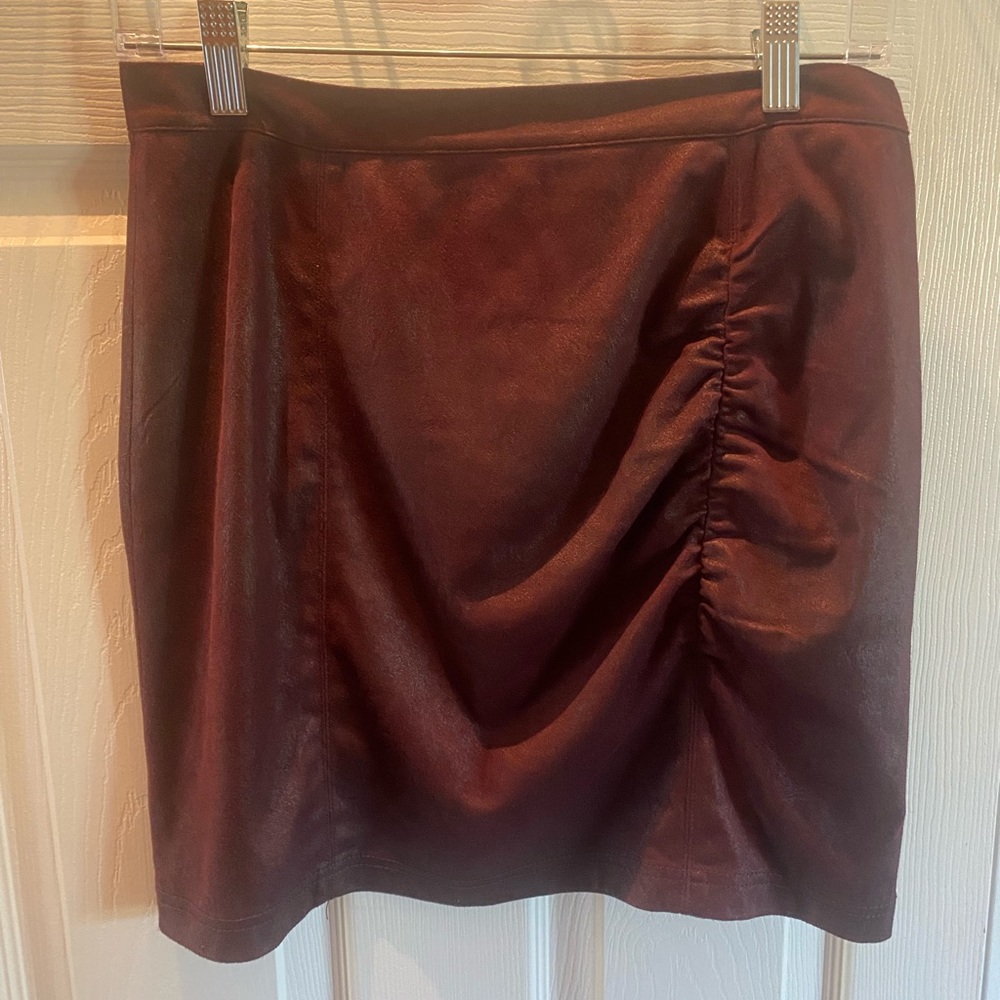 Burgundy suede like mini skirt